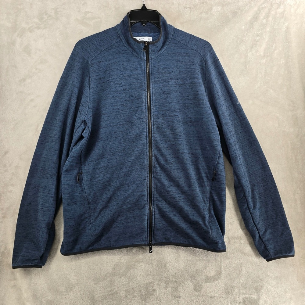 Hill City Mens Full Zip Jacket XL Blue‎ Cotton Blend Athletic Casual